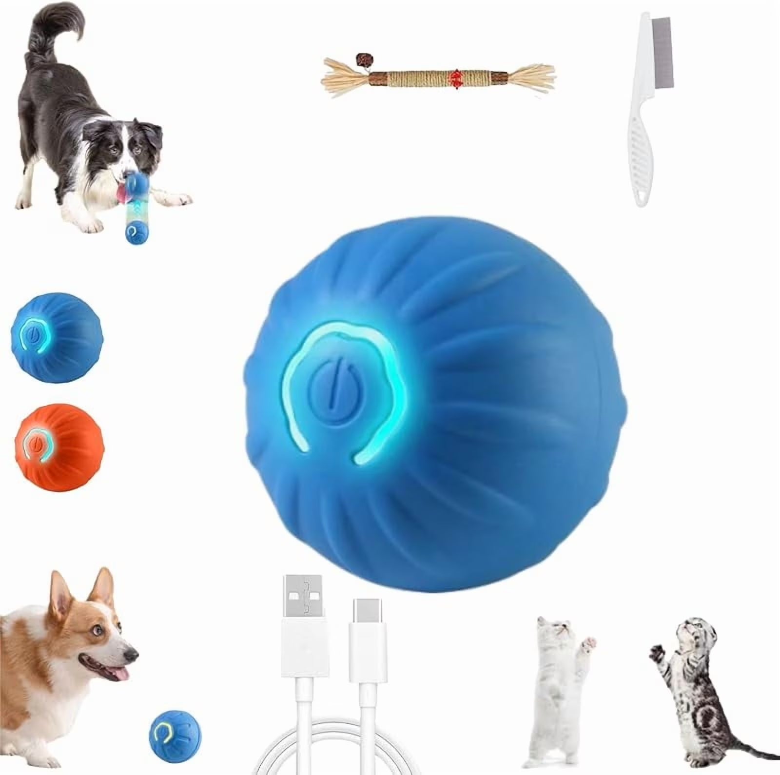 Smart Interactive Dog Toy, Wicked Ball AIR, Automatic Moving, Bouncing, and Rotating, E-TPU Material, IPX7 Waterproof Rating, Active Rolling Ball for Medium and Smalldogs